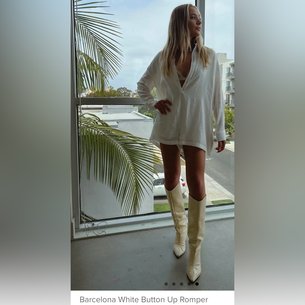 12th Tribe Barcelona White Button Up Romper - Picture 3 of 4